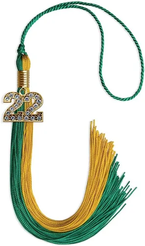 Miniatura 50 de Endea Graduation Borla de doble color con dije dorado (negro/oro brillante, 2022)