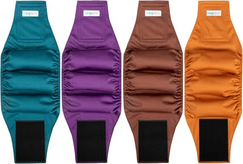 Miniatura 6 de Bandas para el vientre para perros machos (paquete de 4 unidades), pañales lavables y reutilizables para perros machos, bragas para cachorros
