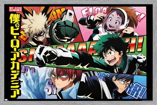 Miniatura 17 de Trends International My Hero Academia - Póster de pared de cómic, 14.72 x 22.37 pulgadas, versión enmarcada de madera de granero