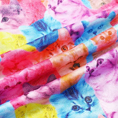 Miniatura 175 de HOZIY - Leotardos de gimnasia con pantalones cortos brillantes para niñas pequeñas; estampados de unicornio, aurora, arco iris, sirena, dinosaurio