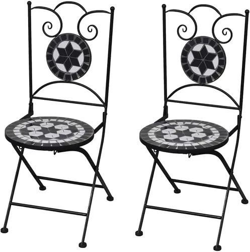 Miniatura 10 de vidaXL Sillas de bistro plegables 2 piezas, silla plegable, silla de comedor bistró para jardín al aire libre, muebles de patio, cerámica azul