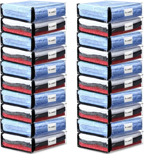 Miniatura 9 de Kenning Juego de 20 bolsas de almacenamiento de vinilo transparente con cremallera para organizador de sábanas, bolsas de plástico para suéter