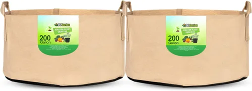 Miniatura 17 de 247Garden Paquete de 2 bolsas de cultivo de 200 galones/macetas de tela de aireación con asas (300 GSM, negro, 24A x 50D)