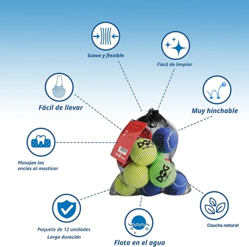 Miniatura 6 de INSUM Pelotas de tenis para perros, paquete de 12 pelotas duraderas no tóxicas de juguetes para perros al aire libre con bolsa de malla, certificado