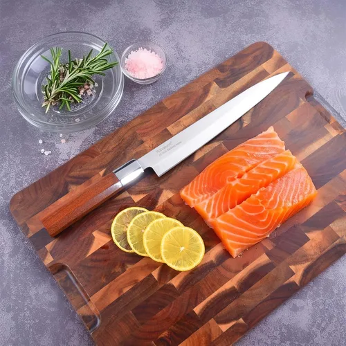 Miniatura 6 de Rondauno Cuchillo Sashimi Yanagiba - Cuchillo de sushi japonés de acero inoxidable de alto carbono de 10 pulgadas para cortar y filetear peces