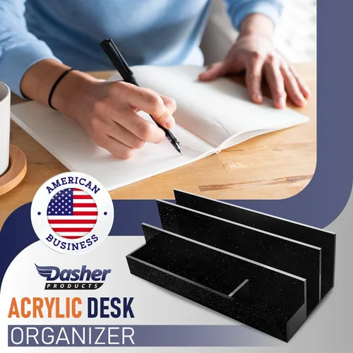 Miniatura 5 de Organizador de escritorio acrílico para suministros de oficina y accesorios de escritorio, 12.5 x 5.5 x 4 pulgadas y 0.197 in de acrílico