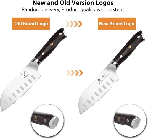 Miniatura 3 de imarku Santoku Cuchillo de chef de 5 pulgadas, cuchillo asiático ultra afilado, cuchillo de chef japonés, acero inoxidable japonés SUS440A, mango