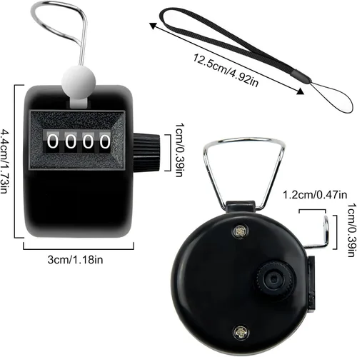 Miniatura 2 de Clicker Contadores de números de 4 dígitos con cuerda de muñeca, contador mecánico de palma, contador de tono para fila deportiva, entrenamiento