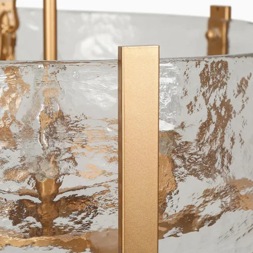 Miniatura 6 de ZEVNI Candelabro de tambor dorado, lámpara de cristal dorado para isla de cocina, lámpara moderna de 6 luces para comedor, entrada, vestíbulo