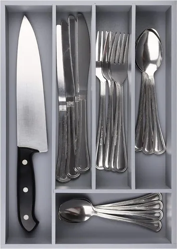 Miniatura 13 de Pristine Bamboo bandeja organizadora de cubiertos – Utensilios de mesa, cubiertos, soporte de cubiertos para cajón – Organizador de cajón de madera