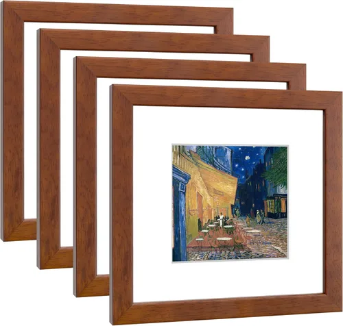 Miniatura 17 de Juego de 4 portarretratos de 4 x 6 pulgadas, hechos de madera maciza con cristal real, para fotos de 4 x 6 pulgadas sin paspartú, montaje en pared