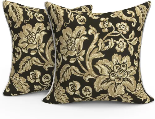 Miniatura 873 de Juego de 2 almohadas para exteriores de 16 x 16 pulgadas, repelentes al agua con interiores, para muebles de patio, hogar, jardín, geometría bohemia
