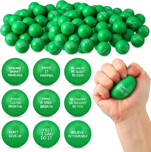 Miniatura 12 de Shappy 72 bolas inspiradoras para aliviar el estrés, bolas motivacionales de poliuretano a granel para adultos, terapia pequeña, juguetes para Rojo