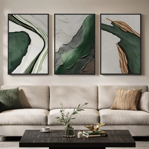 Miniatura 10 de Framed Sage Green Abstract Landscape Wall Art for Bedroom, 3 Piece Modern Canvas Prints Paintings Artwork for Walls, Minimalist Nature Pictures for