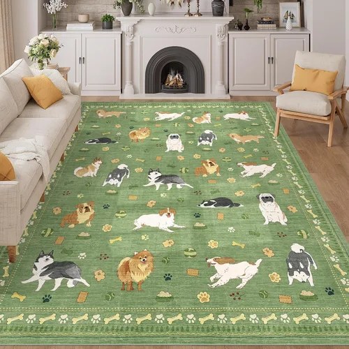 Miniatura 106 de DUKINO Alfombra de área de 6 x 9 pies, alfombra floral para sala de estar, ligera, antideslizante, lavable, alfombra de interior de pelo bajo