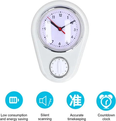 Miniatura 8 de Tyenaza Reloj de pared retro con temporizador de cocina de 9 pulgadas, multifuncional, innovador reloj de cuarzo de operación silenciosa