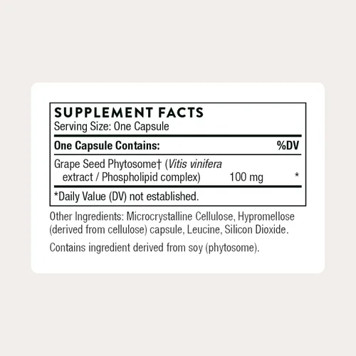 Miniatura 2 de THORNE - Extracto de semilla de uva (anteriormente O.P.C.-100) - Fitosoma de semilla de uva para soporte antioxidante* - 60 Cápsulas