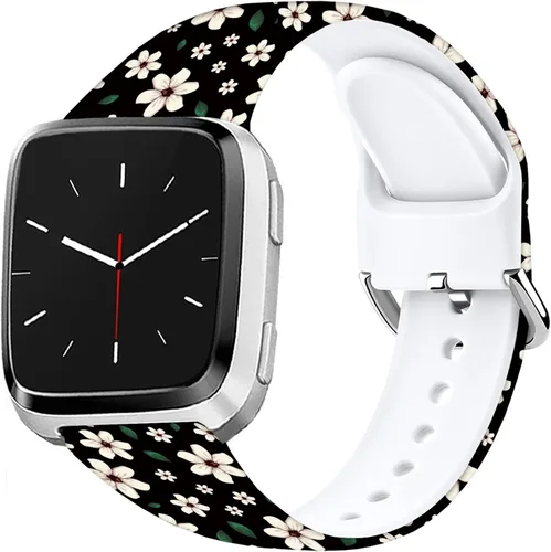 Miniatura 2 de Correas de reloj de silicona suave compatibles con Fitbit Versa 2/Versa/Fitbit Versa Lite/SE, correa de repuesto con bonito patrón floral de 0.98