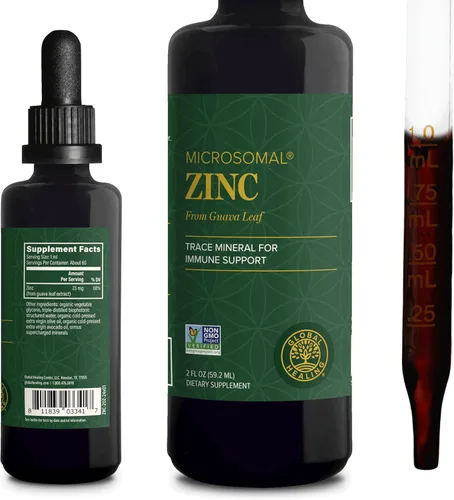 Suplementos de Zinc Orgánico Líquido USDA de Global Healing - Gotas de Vitaminas Puras para Reforzar el Sistema Inmunológico, Equilibrio Hormonal y