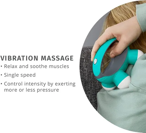 Miniatura 6 de Homedics Homedics, Quatro Mini Massager de mano con agarre a mano, masaje de vibración con batería, 4 nodos de masaje, alimentado por 2 baterías AAA