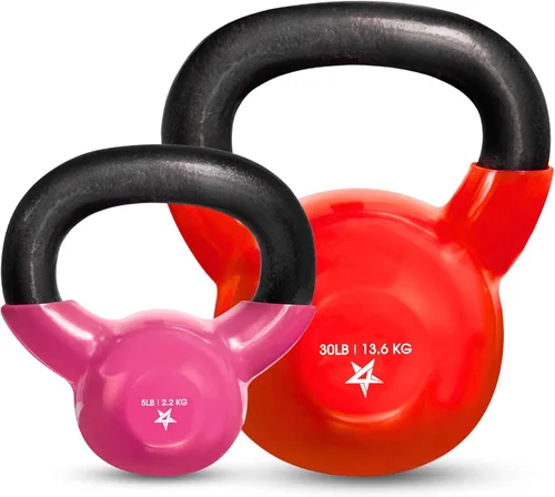 Miniatura 29 de Yes4All - Juego de pesas rusas recubiertas de vinilo, set combinado para entrenamiento corporal completo, fuerza de agarre, flexiones y ejercicios
