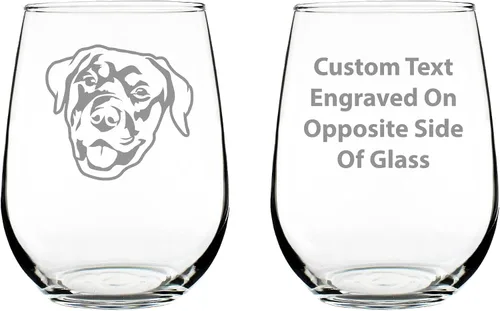 Happy Rottweiler - Copa de vino sin tallo, bonitos regalos para perros con temática de Rottweiler y decoración de fiesta para mujeres y hombres,