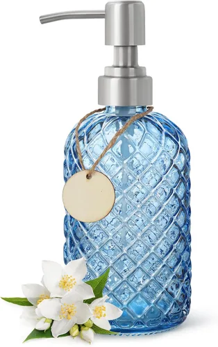 Miniatura 10 de Topsky Dispensador de jabón de vidrio con bomba de plástico, dispensador de jabón de manos líquido de 330 ml, bomba a prueba de óxido para cocina
