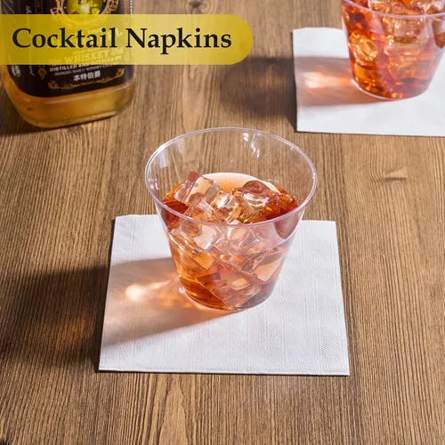Miniatura 2 de Vplus Paquete de 500 servilletas de cóctel de papel, servilletas de bebidas de 3 capas, servilletas cuadradas blancas desechables, perfectas