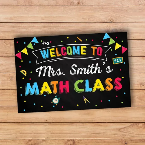 Miniatura 2 de Anna Flora Cartel de bienvenida a la clase de matemáticas, decoración personalizada para profesores para aula, impresiones escolares, letrero