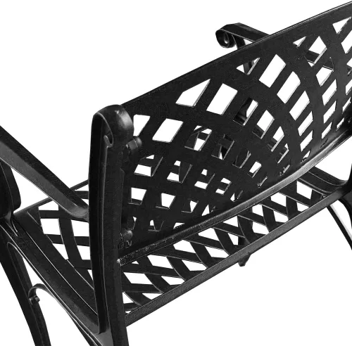 Miniatura 6 de Oakland Living Silla de comedor de patio negro de aluminio fundido de malla al aire libre moderna
