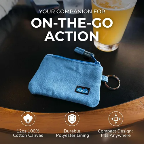 Miniatura 8 de KAVU Stirling Cartera delgada de lona de algodón con cremallera de doble cara
