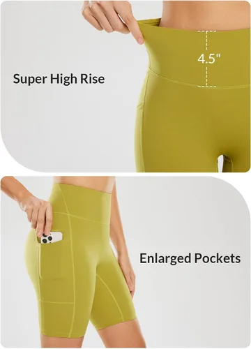 Miniatura 4 de BALEAF Sweatleaf Women's Light Compression Biker Shorts 8" High Waisted Yoga Gym Spandex Shorts Side Pockets
