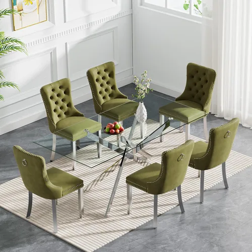 Miniatura 77 de Juego de 4 mesas de comedor de cristal para 4, juego de 4 mesas y sillas de cocina modernas, juego de mesa de comedor de cocina de 5 piezas con mesa