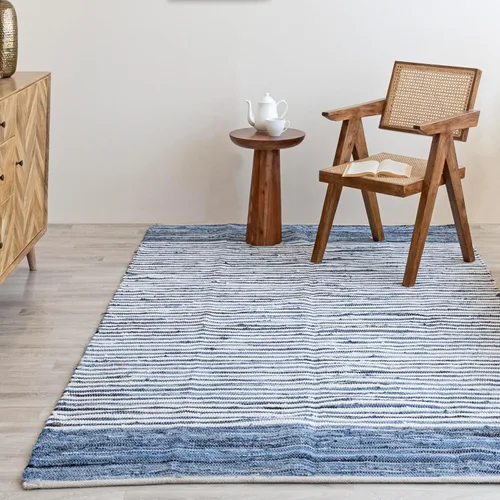Miniatura 15 de HOMEMONDE Alfombra reversible de trapo de 2 x 6 pies, color verde azulado, de algodón suave, hecha a mano, estilo bohemio, decoración del hogar