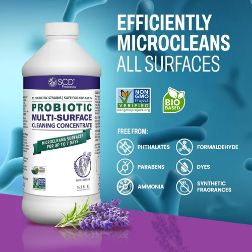 Miniatura 5 de SCD Probiotics Concentrado de limpieza probiótico multisuperficie con aceite esencial de lavanda, microlimpia superficies hasta 7 días, a base