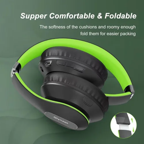 Miniatura 4 de Auriculares Bluetooth Inalámbricos Sobre La Oreja 65H Tiempo De Reproducción Auriculares HiFi Estéreo Con Micrófono Y 6 Modos De EQ Auriculares Verde