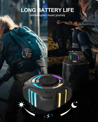 Miniatura 5 de Comiso - Altavoz impermeable con graves robustos, altavoz de ducha con luz dinámica, modo TWS, sonido HD fuerte, impermeable IP67, 2000mAh