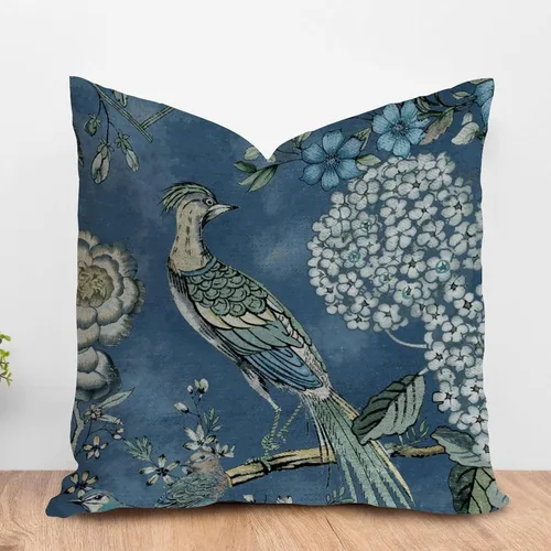 Miniatura 11 de ArogGeld Fundas de almohada de granja de camelia y pavo real, color rosa, rubor, chinoiserie, pájaro, blanco, lino, funda de cojín chinoiserie