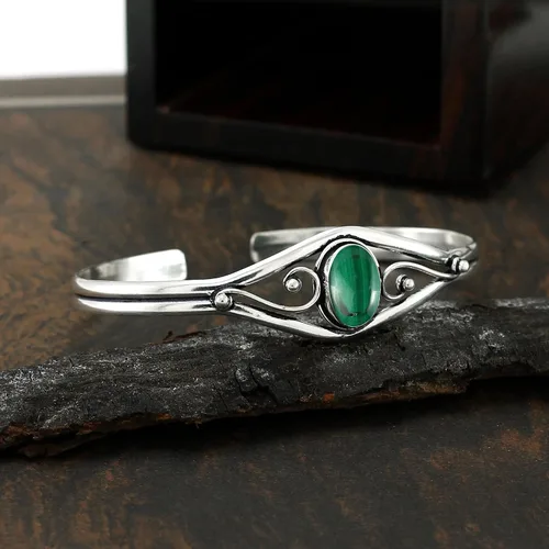 Miniatura 5 de Natural Gemstone Cuff Bangle Bracelets for Women Handmade Statement Birthstone Jewelry Adjustable Size for Perfect Fit Gift for Birthdays