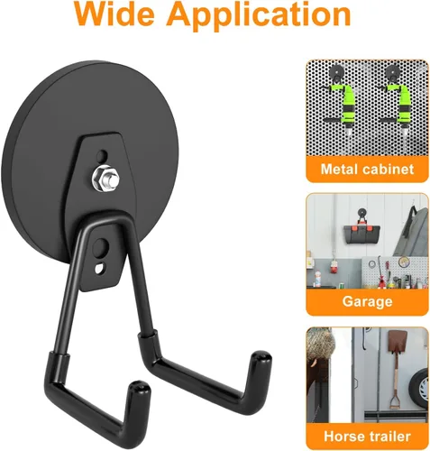 Miniatura 6 de ENUODA Paquete de 4 ganchos magnéticos grandes y fuertes para colgar herramientas de patio, manguera de extensión, herramientas eléctricas