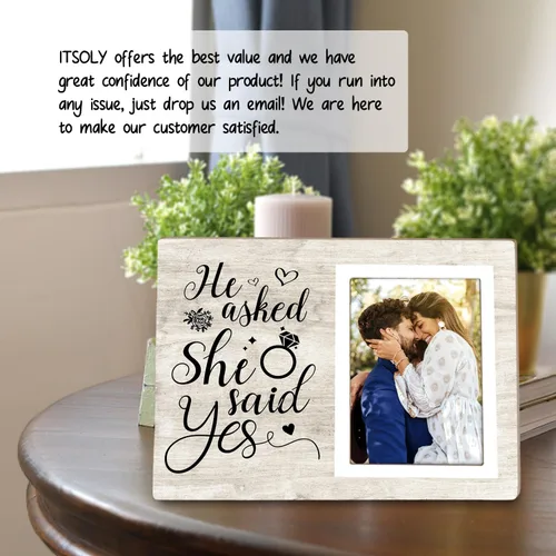 Miniatura 3 de Marco de fotos personalizado, marco de fotos de compromiso de boda, regalos de compromiso para parejas, parejas recién comprometidas, regalo