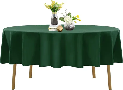 Miniatura 33 de Mantel de poliéster lavable de 90 pulgadas, resistente a las manchas y a las arrugas, mantel decorativo para mesa de comedor, fiestas de bufé y Negro