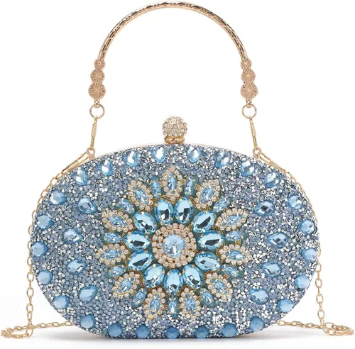 Bolso de mano de noche con diamantes de imitación para mujer, bolsa de mano con diamantes brillantes y brillantes, bolsa de fiesta de boda de cristal