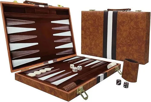 Juego de tablero plegable clásico de 15 pulgadas con funda de cuero, juego de viaje portátil, paquete de regalo ideal para amantes de la estrategia
