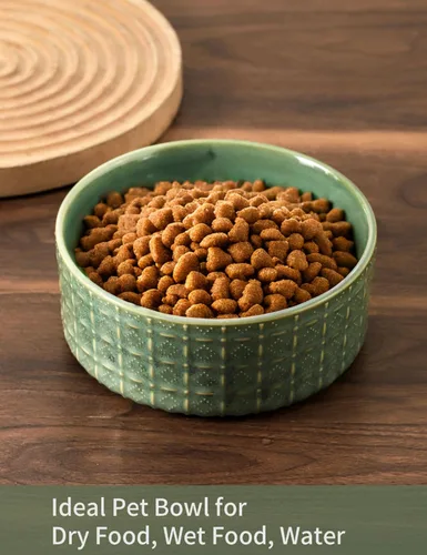 Miniatura 3 de Tazón de cerámica para perros, tazón de comida y agua para mascotas de 6.5 pulgadas, plato para perros medianos y pequeños, cachorro, verde