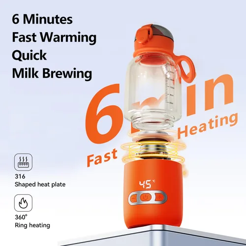 Miniatura 4 de Calentador de botellas portátil de 8.5 fl oz, calentador de leche, temperatura constante, recargable, calentador de botellas, taza de viaje