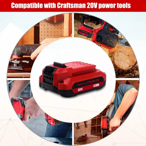 Miniatura 4 de BatPower Batería de repuesto compatible con el sistema Craftsman V20, batería compacta de iones de litio de 4.0Ah para herramientas eléctricas