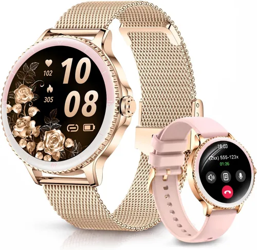 LIGE Relojes inteligentes para mujer (respuesta Bluetooth/Hacer llamadas), reloj inteligente con pantalla de 1.27 pulgadas, batería de 300 mAh,