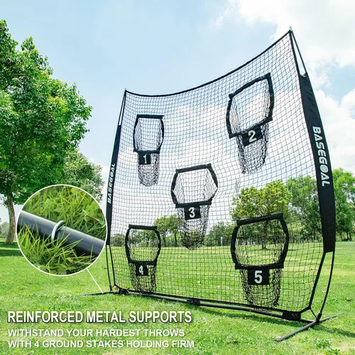 Miniatura 4 de BaseGoal Redes de Fútbol Americano para Lanzamiento, Objetivo de Fútbol Americano, Equipo de Entrenamiento de Quarterback con 5 Bolsillos Objetivo