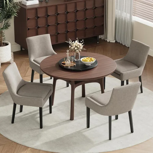 Miniatura 27 de MALOL Juego de 2 sillas de comedor tapizadas en corduroy con patas de madera, sillas de cocina laterales acolchadas de respaldo medio para comedor